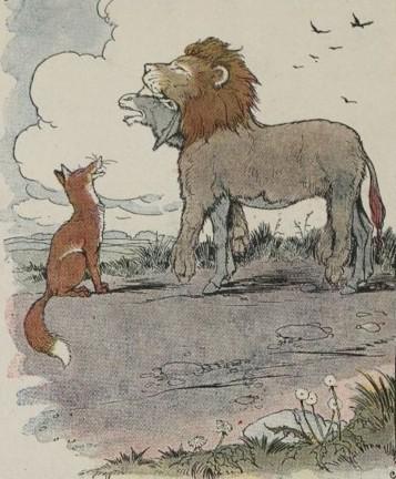 An illustration for the story The Ass In The Lions Skin by the author Aesop