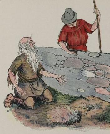 An illustration for the story The Miser by the author Aesop