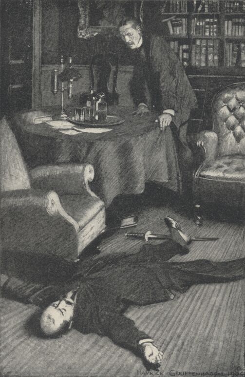 An illustration for the story In the Library by the author W. W. Jacobs