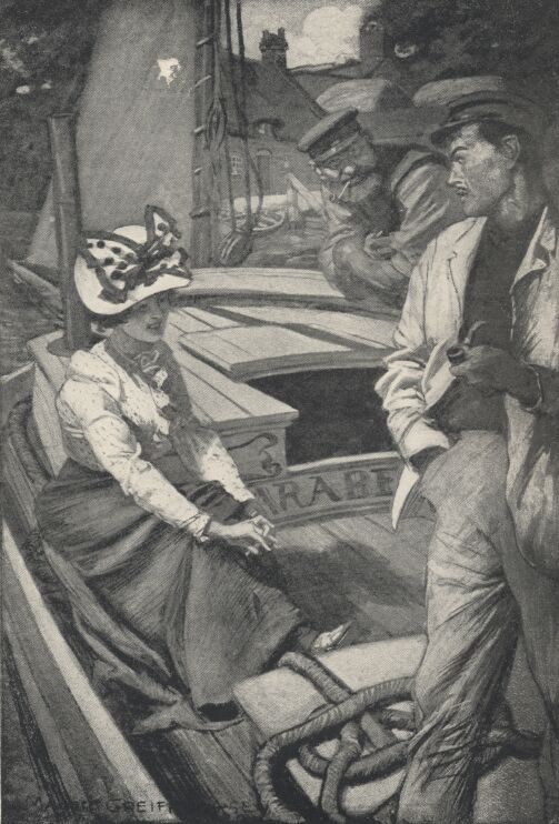 An illustration for the story The Lady of the Barge by the author W. W. Jacobs