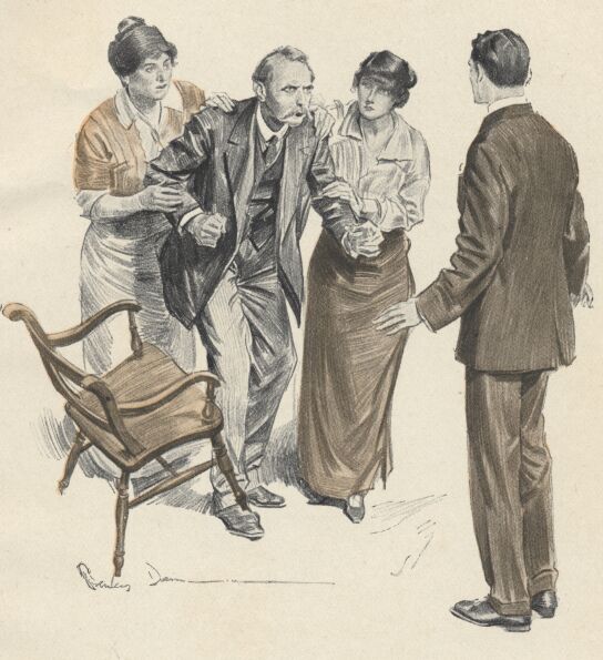 An illustration for the story The Vigil by the author W. W. Jacobs